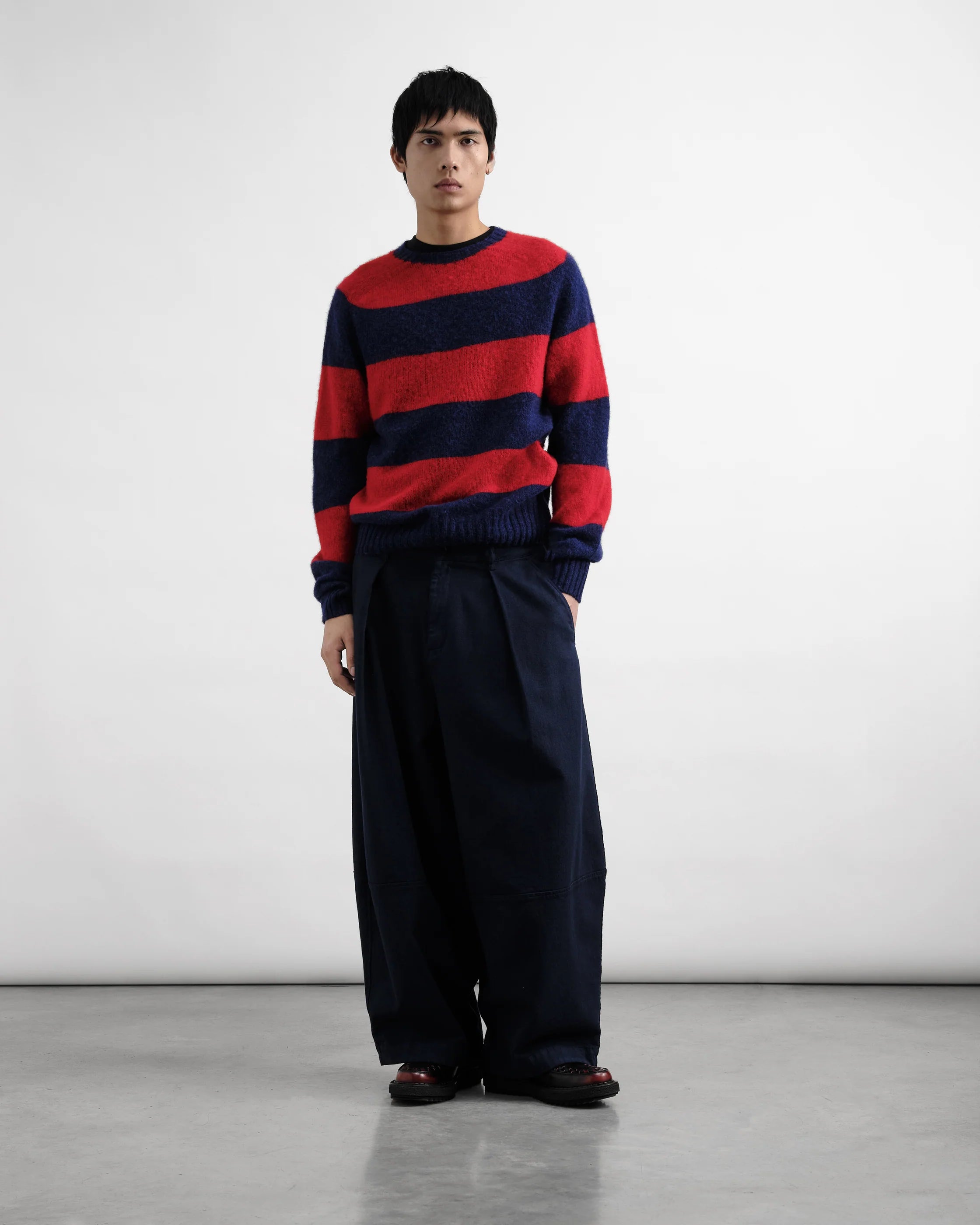 Red Suedehead Stripe Jumper